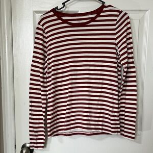 Madewell Reddish-Brown and White Striped Tee